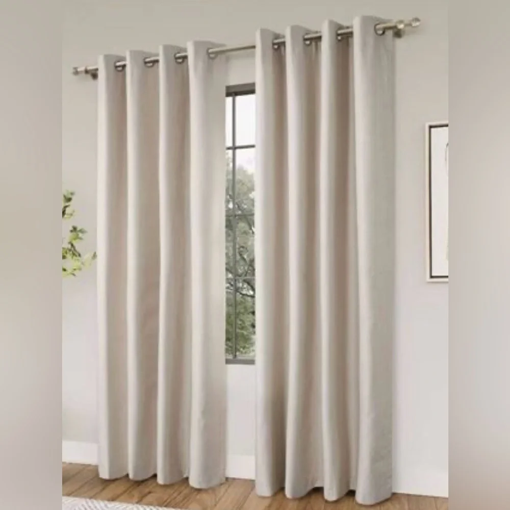 Textured Grid 100% Blackout Grommet Curtain Pair(2 Panels) 52